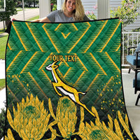 South Africa Rugby Custom Quilt Forever Green Forever Gold