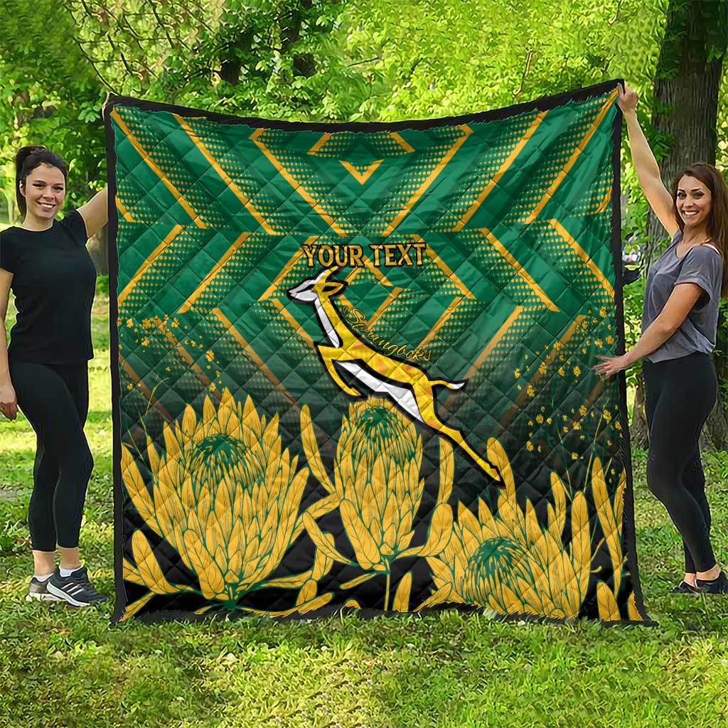 South Africa Rugby Custom Quilt Forever Green Forever Gold
