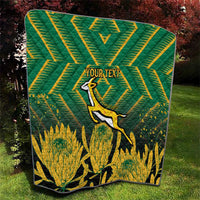 South Africa Rugby Custom Quilt Forever Green Forever Gold