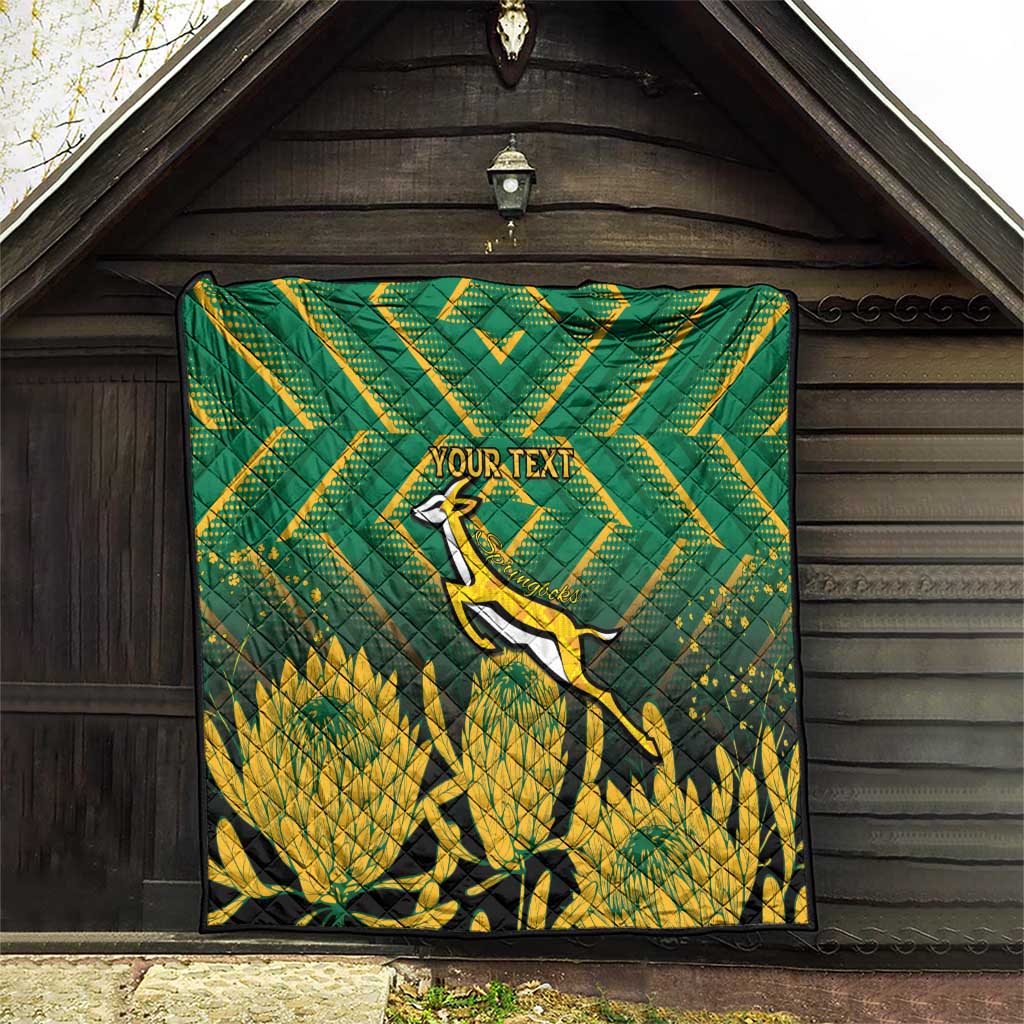 South Africa Rugby Custom Quilt Forever Green Forever Gold