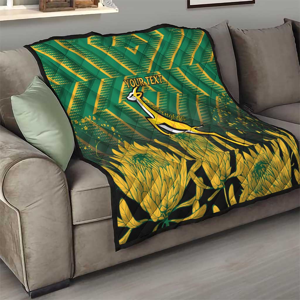 South Africa Rugby Custom Quilt Forever Green Forever Gold