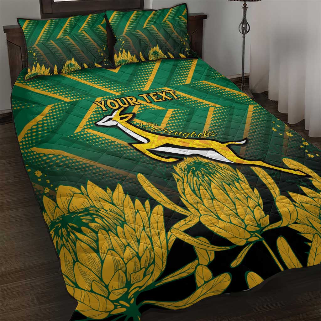 South Africa Rugby Custom Quilt Bed Set Forever Green Forever Gold