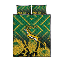 South Africa Rugby Custom Quilt Bed Set Forever Green Forever Gold