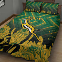 South Africa Rugby Custom Quilt Bed Set Forever Green Forever Gold