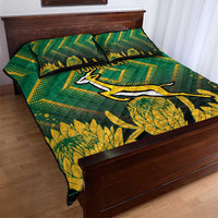 South Africa Rugby Custom Quilt Bed Set Forever Green Forever Gold