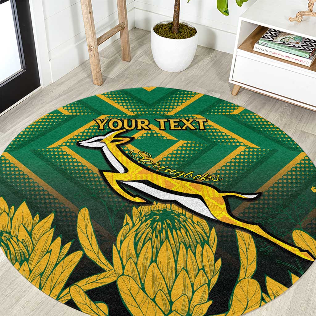 South Africa Rugby Custom Round Carpet Forever Green Forever Gold