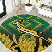 South Africa Rugby Custom Round Carpet Forever Green Forever Gold