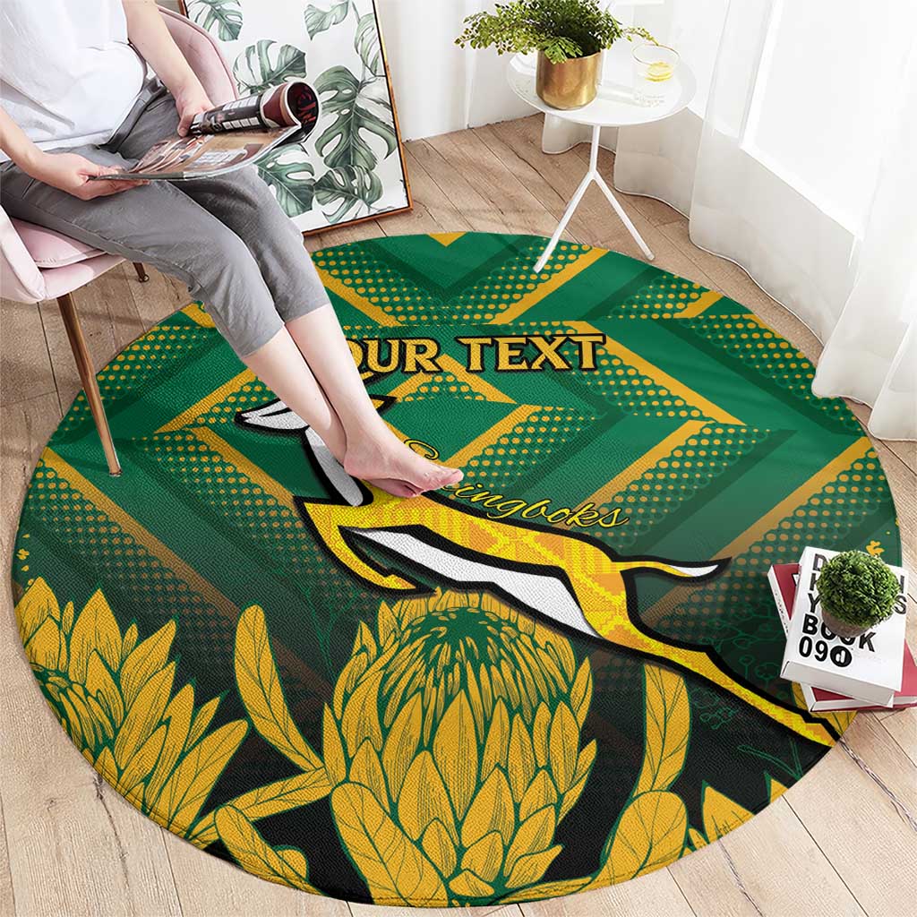 South Africa Rugby Custom Round Carpet Forever Green Forever Gold