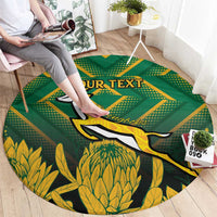 South Africa Rugby Custom Round Carpet Forever Green Forever Gold