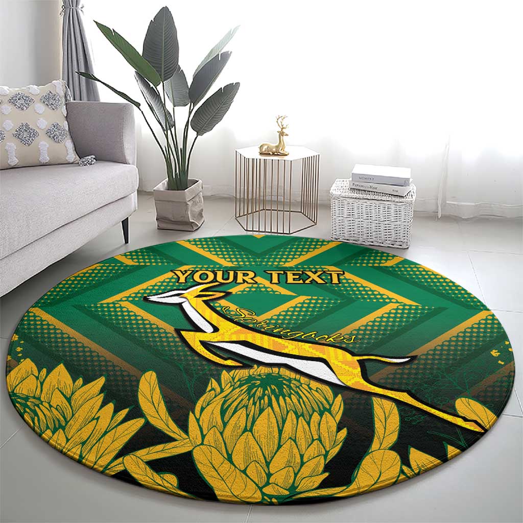 South Africa Rugby Custom Round Carpet Forever Green Forever Gold