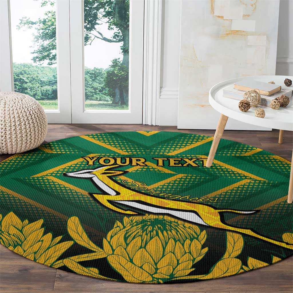 South Africa Rugby Custom Round Carpet Forever Green Forever Gold
