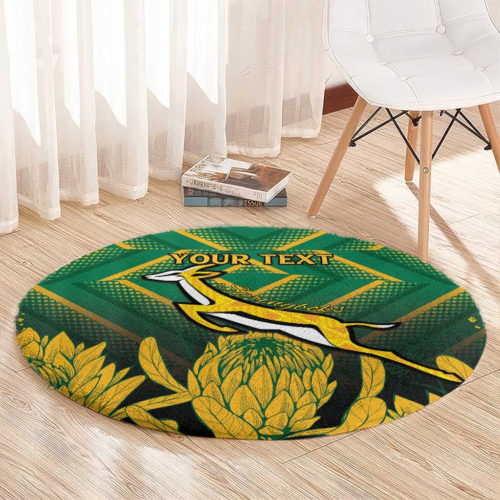 South Africa Rugby Custom Round Carpet Forever Green Forever Gold