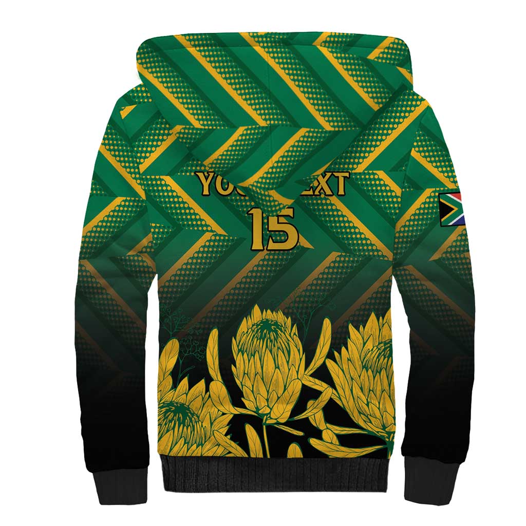 South Africa Rugby Custom Sherpa Hoodie Forever Green Forever Gold