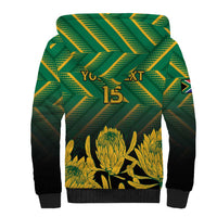 South Africa Rugby Custom Sherpa Hoodie Forever Green Forever Gold