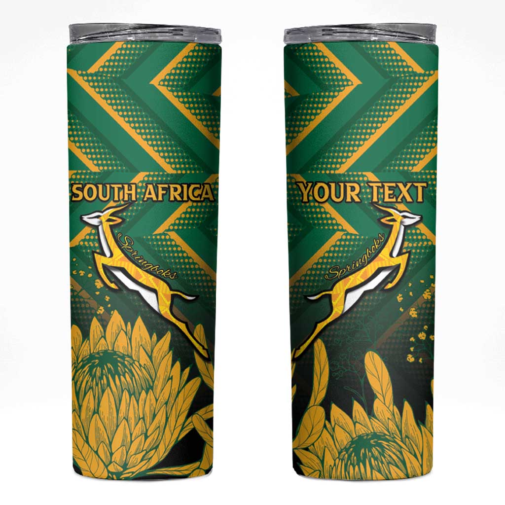 South Africa Rugby Custom Skinny Tumbler Forever Green Forever Gold