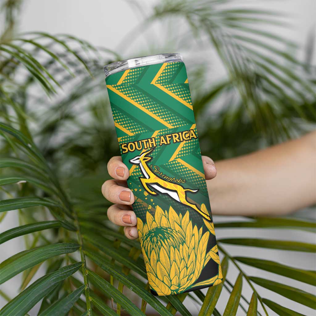 South Africa Rugby Custom Skinny Tumbler Forever Green Forever Gold