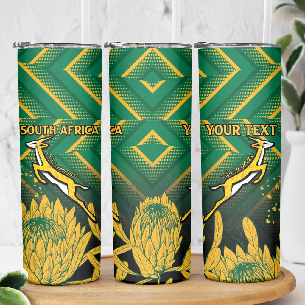 South Africa Rugby Custom Skinny Tumbler Forever Green Forever Gold
