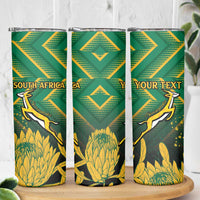 South Africa Rugby Custom Skinny Tumbler Forever Green Forever Gold