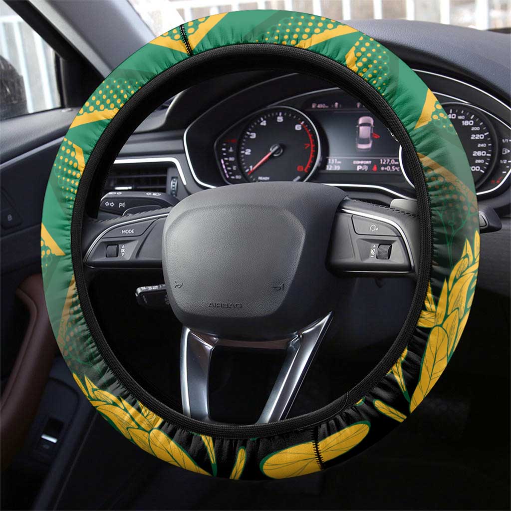 South Africa Rugby Steering Wheel Cover Forever Green Forever Gold