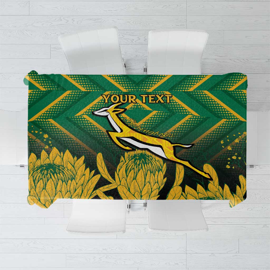South Africa Rugby Custom Tablecloth Forever Green Forever Gold