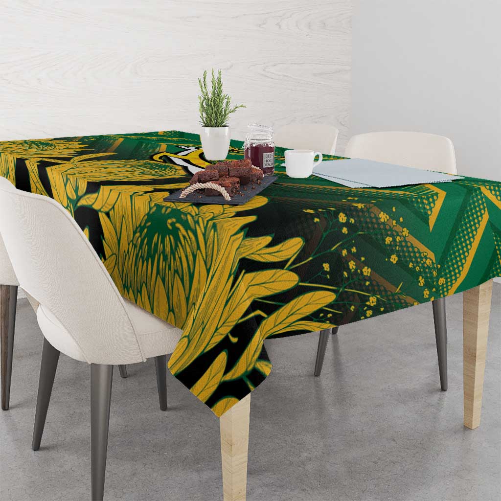 South Africa Rugby Custom Tablecloth Forever Green Forever Gold