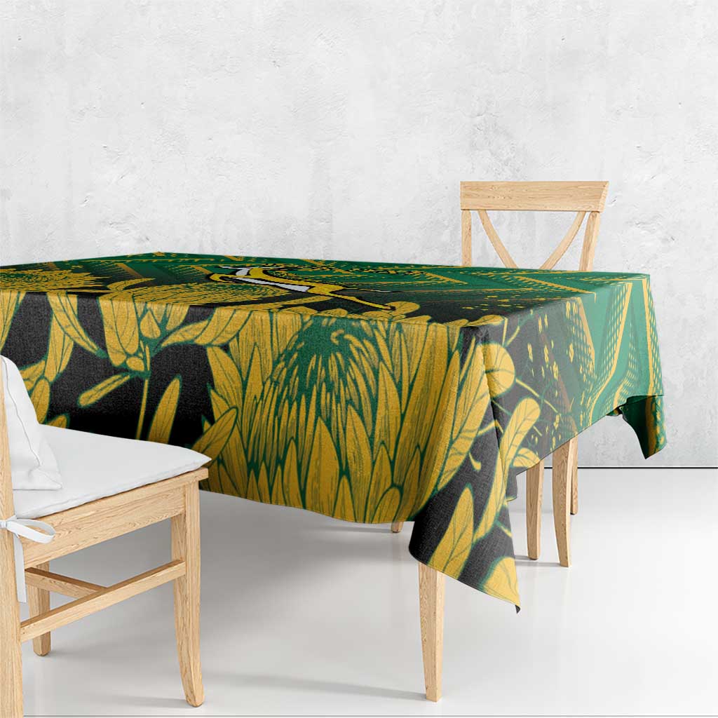 South Africa Rugby Custom Tablecloth Forever Green Forever Gold