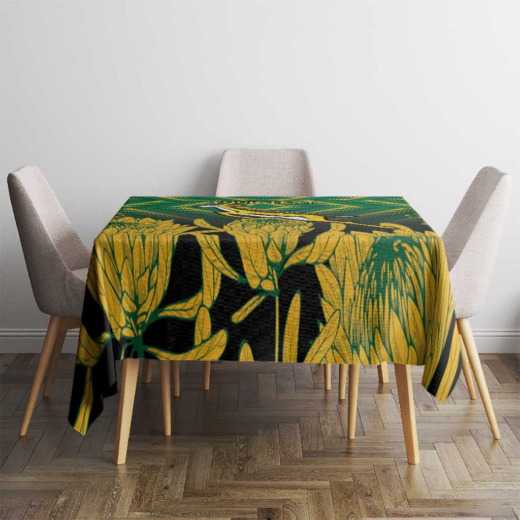 South Africa Rugby Custom Tablecloth Forever Green Forever Gold
