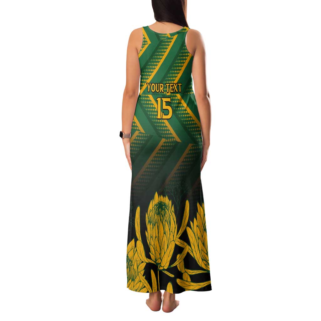 South Africa Rugby Custom Tank Maxi Dress Forever Green Forever Gold