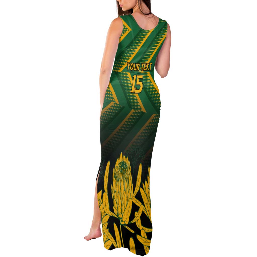South Africa Rugby Custom Tank Maxi Dress Forever Green Forever Gold