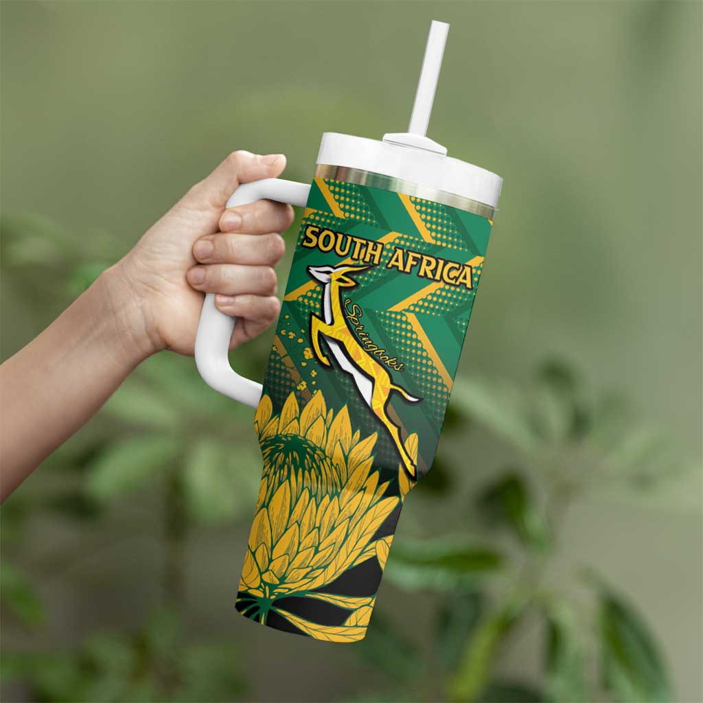 South Africa Rugby Custom Tumbler With Handle Forever Green Forever Gold
