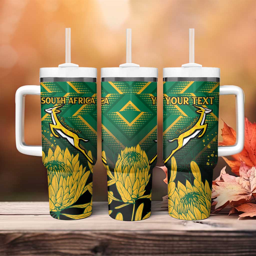 South Africa Rugby Custom Tumbler With Handle Forever Green Forever Gold