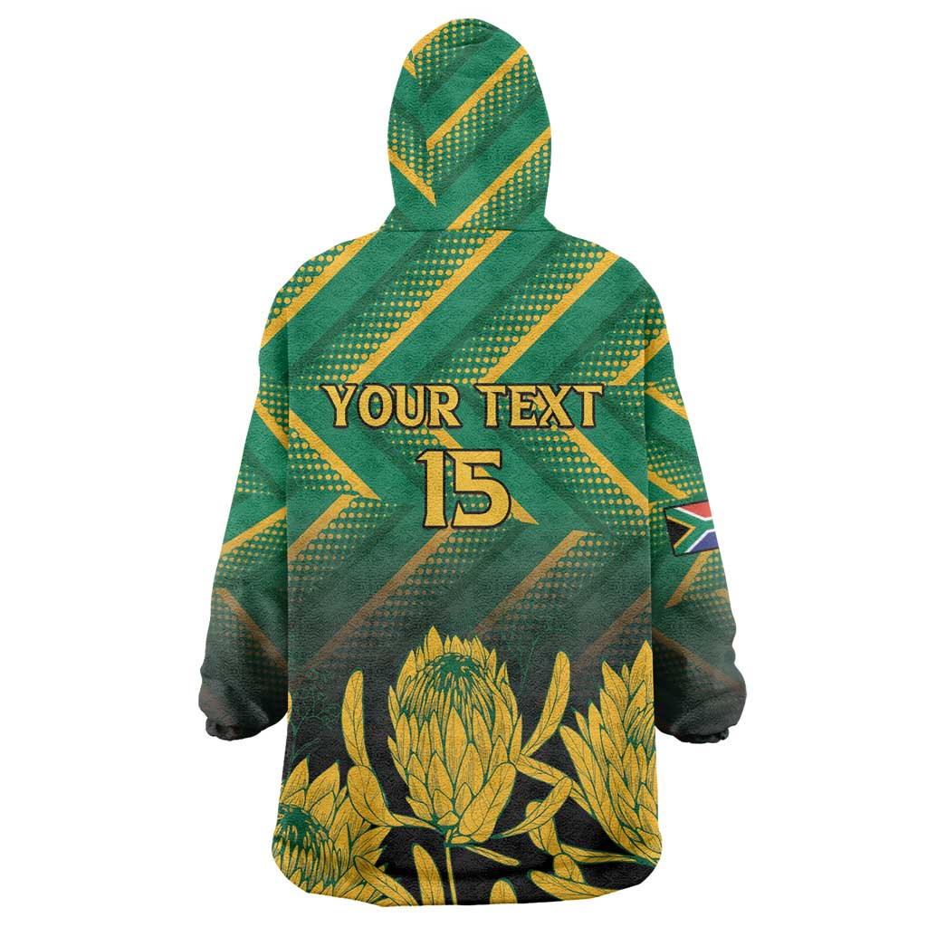 South Africa Rugby Custom Wearable Blanket Hoodie Forever Green Forever Gold