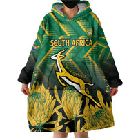 South Africa Rugby Custom Wearable Blanket Hoodie Forever Green Forever Gold