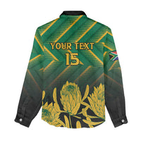 South Africa Rugby Custom Women Casual Shirt Forever Green Forever Gold