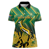 South Africa Rugby Custom Women Polo Shirt Forever Green Forever Gold