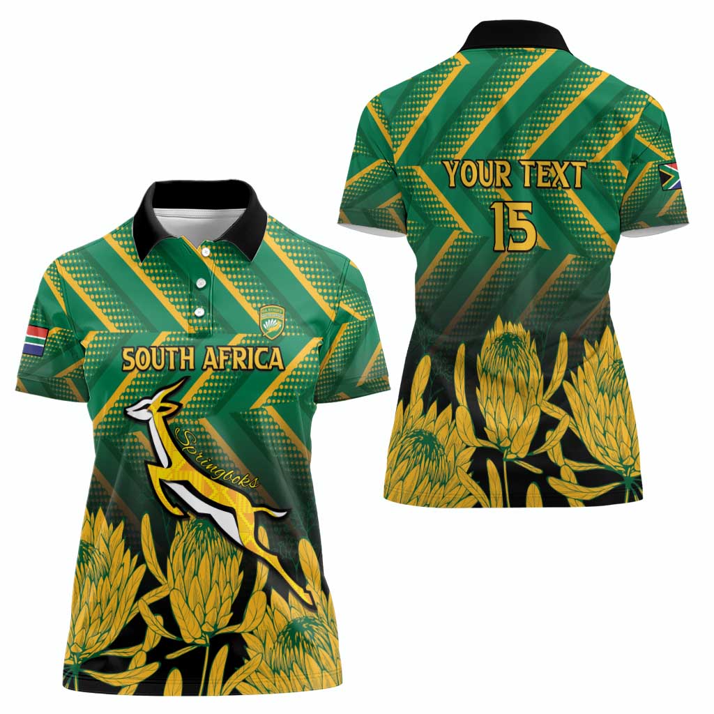 South Africa Rugby Custom Women Polo Shirt Forever Green Forever Gold