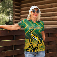 South Africa Rugby Custom Women Polo Shirt Forever Green Forever Gold