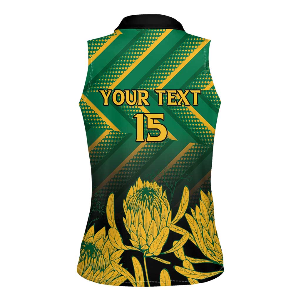 South Africa Rugby Custom Women Sleeveless Polo Shirt Forever Green Forever Gold
