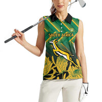 South Africa Rugby Custom Women Sleeveless Polo Shirt Forever Green Forever Gold