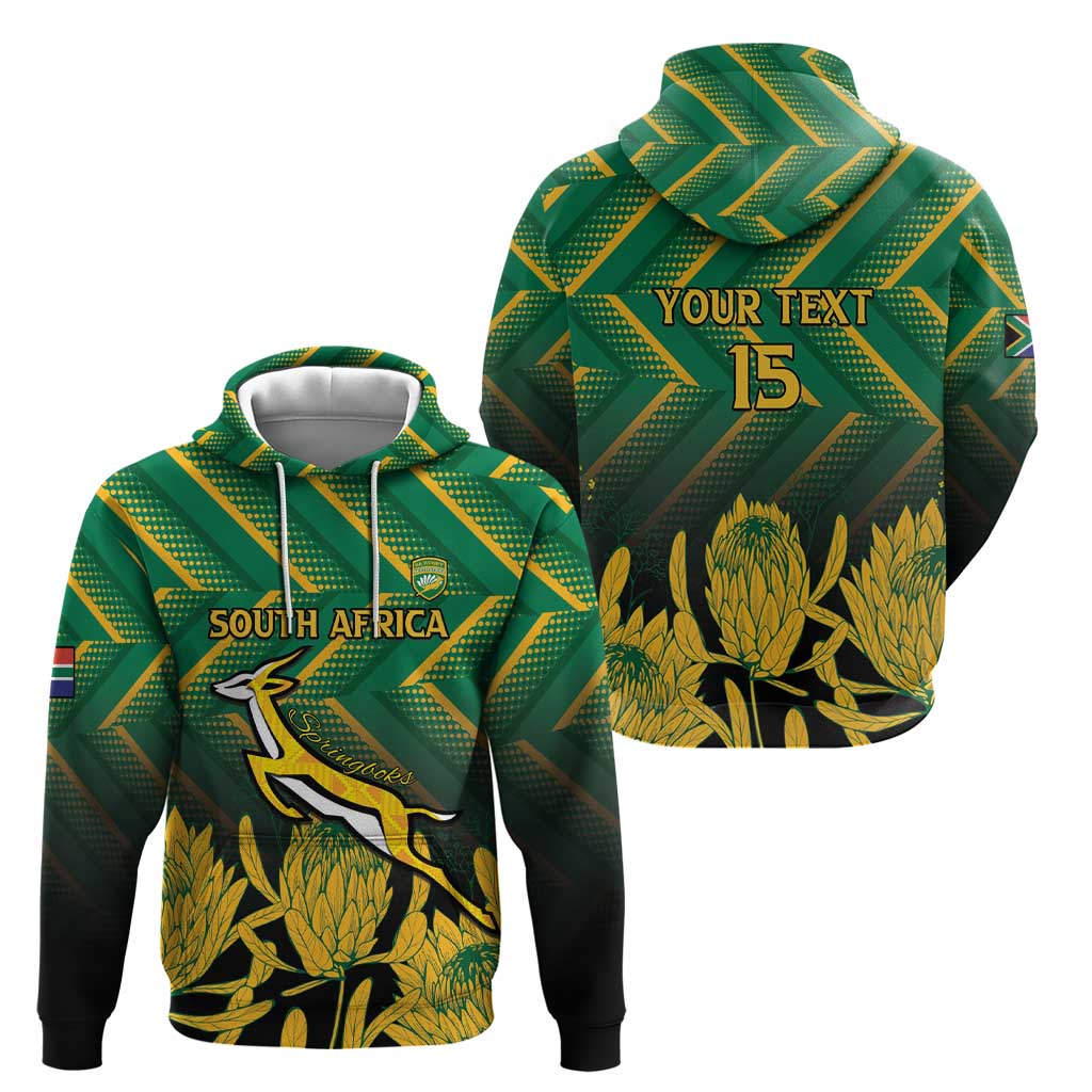 South Africa Rugby Custom Zip Hoodie Forever Green Forever Gold