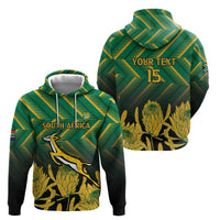 South Africa Rugby Custom Zip Hoodie Forever Green Forever Gold