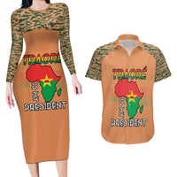 Africa in Solidarity with Traore Couples Matching Long Sleeve Bodycon Dress and Hawaiian Shirt Africa For Africans