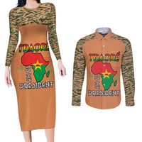 Africa in Solidarity with Traore Couples Matching Long Sleeve Bodycon Dress and Long Sleeve Button Shirt Africa For Africans