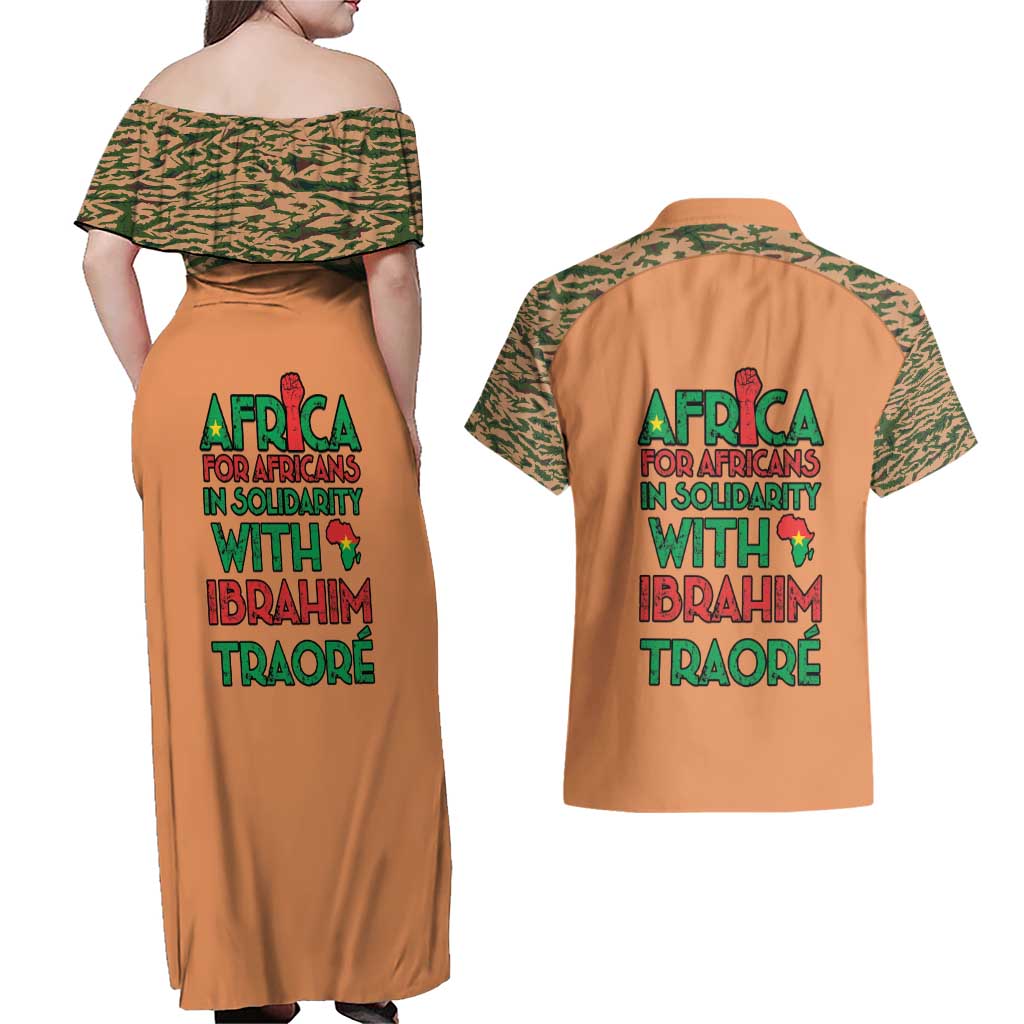 Africa in Solidarity with Traore Couples Matching Off Shoulder Maxi Dress and Hawaiian Shirt Africa For Africans