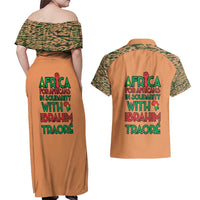 Africa in Solidarity with Traore Couples Matching Off Shoulder Maxi Dress and Hawaiian Shirt Africa For Africans