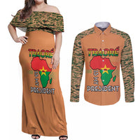 Africa in Solidarity with Traore Couples Matching Off Shoulder Maxi Dress and Long Sleeve Button Shirt Africa For Africans
