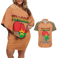 Africa in Solidarity with Traore Couples Matching Off Shoulder Short Dress and Hawaiian Shirt Africa For Africans