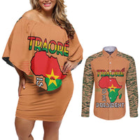 Africa in Solidarity with Traore Couples Matching Off Shoulder Short Dress and Long Sleeve Button Shirt Africa For Africans