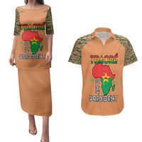 Africa in Solidarity with Traore Couples Matching Puletasi and Hawaiian Shirt Africa For Africans