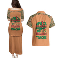 Africa in Solidarity with Traore Couples Matching Puletasi and Hawaiian Shirt Africa For Africans